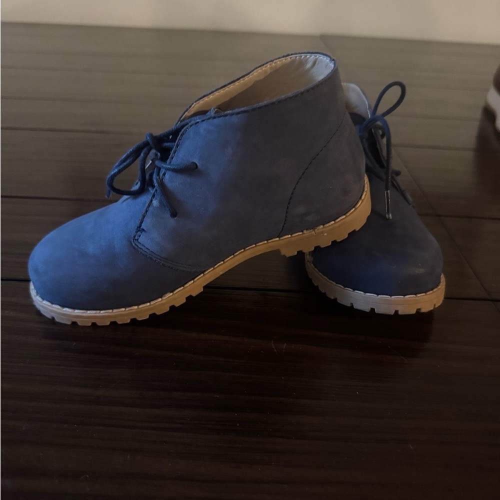 Janie and Jack Blue Suede Boots with Lace-Up Design